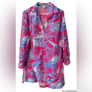 Talbots cover up - pink with shells - size Small